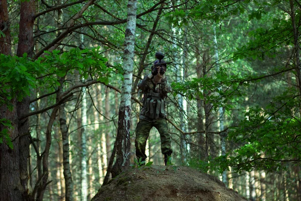 Young Special Forces Soldier Camouflage Combat Mission Forest — Stock Photo, Image