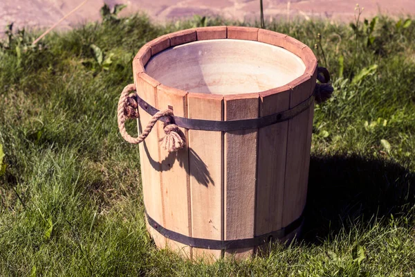 Antiguo Cubo Madera Tradicional Rusa Tradicional Vintage Para Baño — Foto de Stock