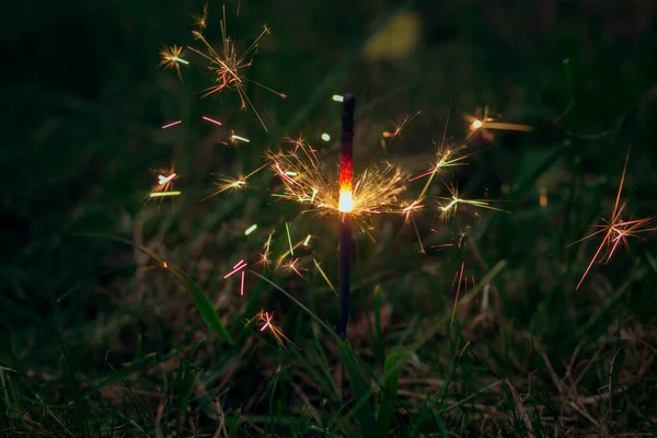 Faíscas Férias Sparkler Ardente Uma Festa — Fotografia de Stock