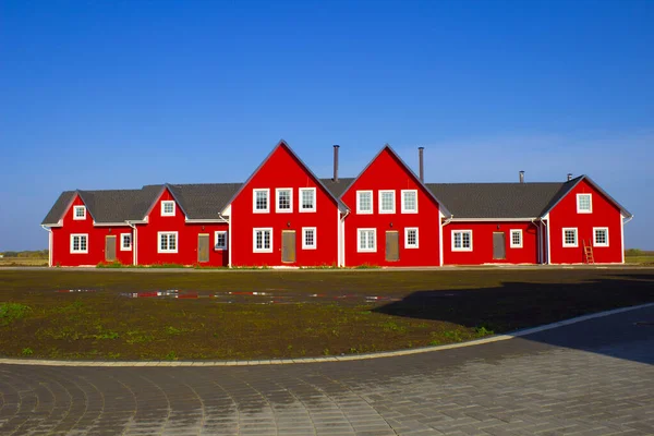 Fabulosa Vila Pitoresca Vintage Com Casas Vermelhas Outono — Fotografia de Stock