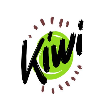 Beyaz arkaplanda izole edilmiş Kivi meyve dilimi yakın plan simgesi, sanat logosu tasarımı