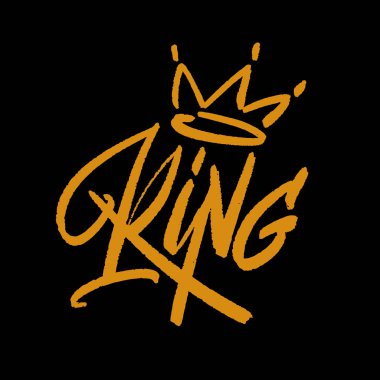 Kralım. Mürekkep el yazısı. Modern fırça kaligrafisi. El yazısıyla yazılmış bir cümle. İlham verici grafik tasarım tipografi ögesi. Basit vektör işareti.