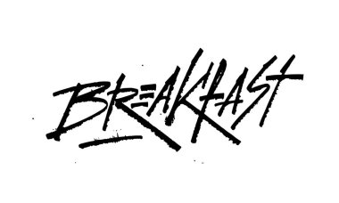 Mektup logosu: Kahvaltı, El çizilmiş kart kahvaltısı. Elle çizilmiş kahvaltı harfleri. Davetiye, pankart, kartpostal. Kahvaltı Vektörü illüstrasyonu