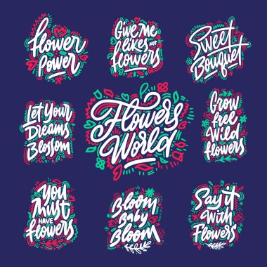 Çiçek logoları seti, basitçe vektör illüstrasyonu  