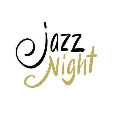 Caz gecesi harfleri, basit bir vektör çizimi. Posterler, sosyal medya içeriği ve kartlar için modern hat sanatı.