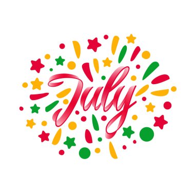 Temmuz harfleri, basit bir vektör çizimi. Posterler, sosyal medya içeriği ve kartlar için modern hat sanatı.