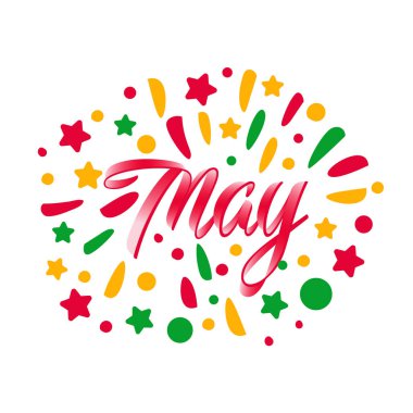 Mayıs harfleri, basit bir vektör çizimi. Posterler, sosyal medya içeriği ve kartlar için modern hat sanatı.