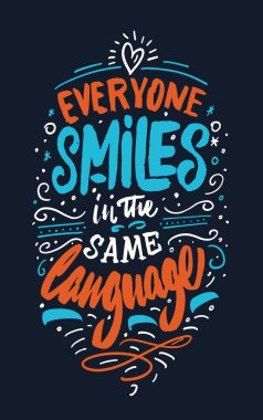 El çizimi harfler. Modern fırça kaligrafisi. Herkes aynı dilde gülümsesin..