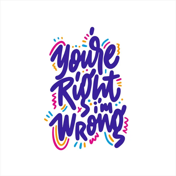 You Right Wrong Lettering Simply Vector Illustration — стоковый вектор