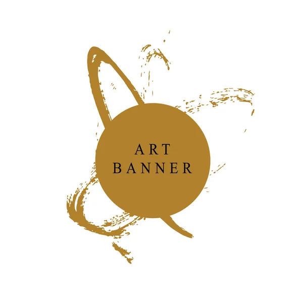 Banner Arte Com Manchas Abstratas Cor Dourada Simplesmente Ilustração Vetorial — Vetor de Stock