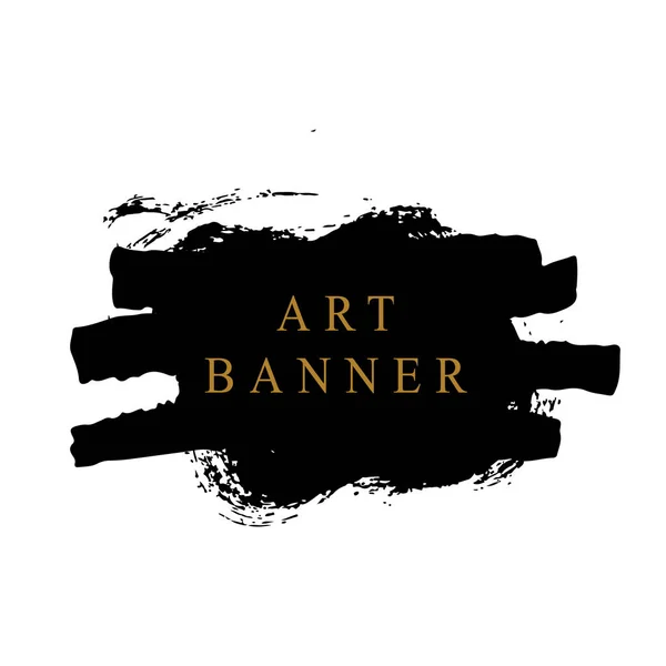 Bannière Art Avec Frottis Abstraits Couleur Noire Illustration Vectorielle Simple — Image vectorielle