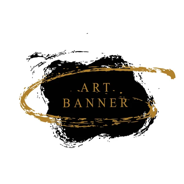 Banner Arte Com Manchas Abstratas Cores Preto Dourado Simplesmente Ilustração — Vetor de Stock