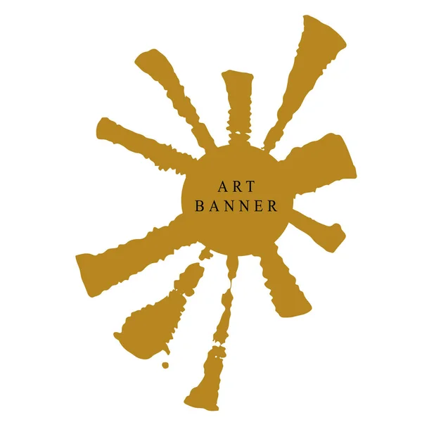 Banner Arte Com Manchas Abstratas Cor Dourada Simplesmente Ilustração Vetorial — Vetor de Stock
