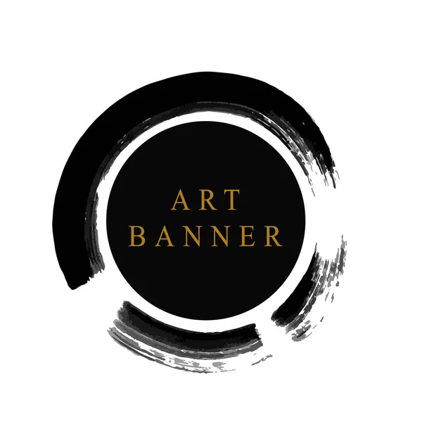 Art Banner Grungy Stěr Tvaru Kruhu Jednoduše Vektorové Ilustrace — Stockový vektor