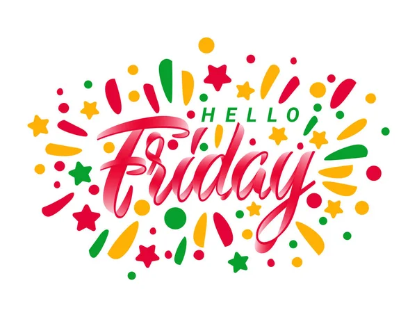 Hello Friday Lettering Simply Vector Illustration — Stock Vector