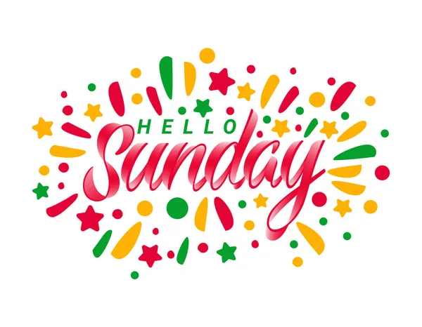 Hello Sunday Lettering Simply Vector Illustration Modern Calligraphy Posters Social — Stock Vector