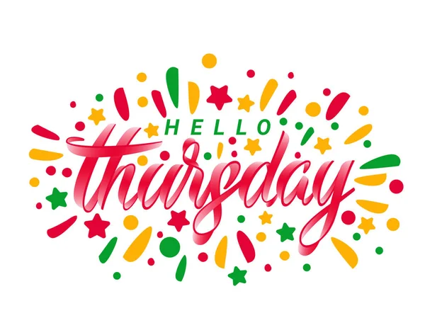 Hello Thursday Lettering Simply Vector Illustration Modern Calligraphy Posters Social — Stock Vector