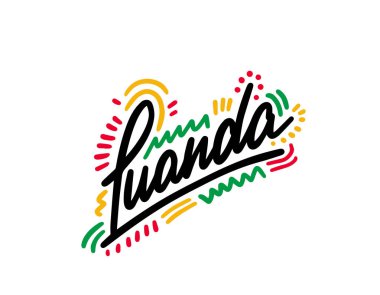 El yazısıyla yazılmış Luanda Kelime Metni Fon Tasarım Vektörü.