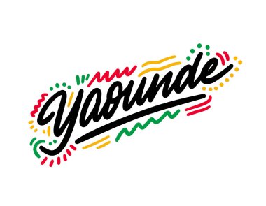 Yaounde Yaratıcı Metin El Yazısı Tasarım Vektörü İllüstrasyonu.
