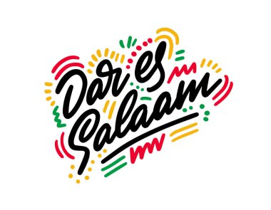 Dar es Selaam şehir metin tasarımı arkaplanda tipografik logo simgesi tasarımı için