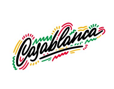 Casablanca, metin tasarımı. Vektör el yazısı. Tipografi posteri. Arka plan olarak kullanılabilir
