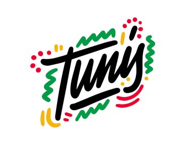 El Yazısı Yazı Tipi Vektörü İllüstrasyonlu Tunus Kelime Metni.