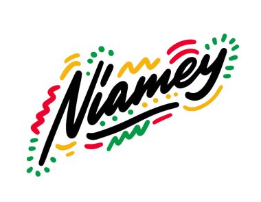 El Yazısı Yazı Tipi Tasarımı Vektör İllüstrasyonlu Niamey Kelime Metni.