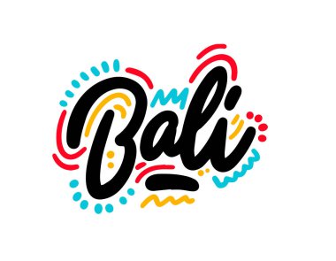 Bali el yazısı harfler. Baskı, çıkartma ve poster için kullan. Vektör illüstrasyonu.
