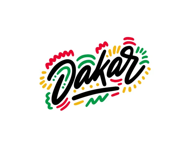 Dakar Word Tekst Kreatywnych Odręcznych Czcionek Design Vector Illustration Wektor — Wektor stockowy