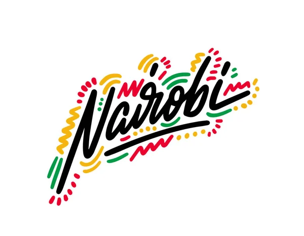 Nairobi Word Text Med Handskriven Design Vektor Illustration — Stock vektor