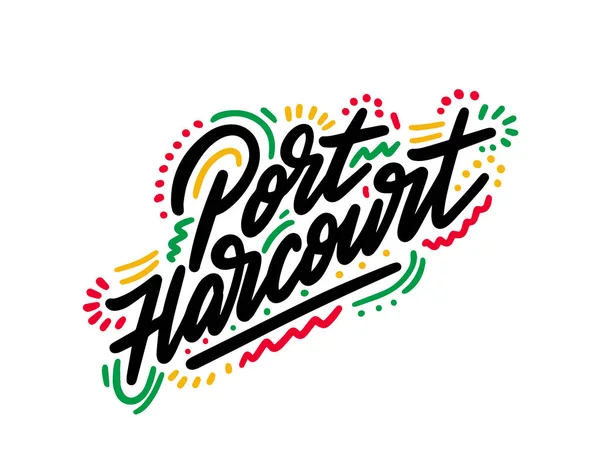 Port Harcourt Word Text Creative Handwritten Font Design Vector Illustration — Vector de stoc