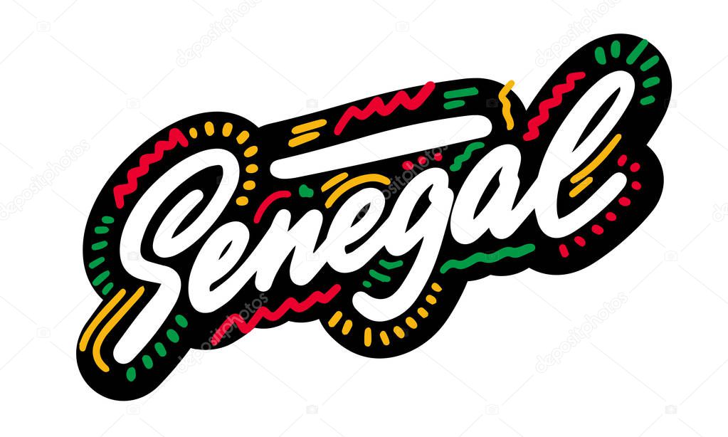Senegal  Word Text  Creative Handwritten Font Design Vector Illustration. - Vector