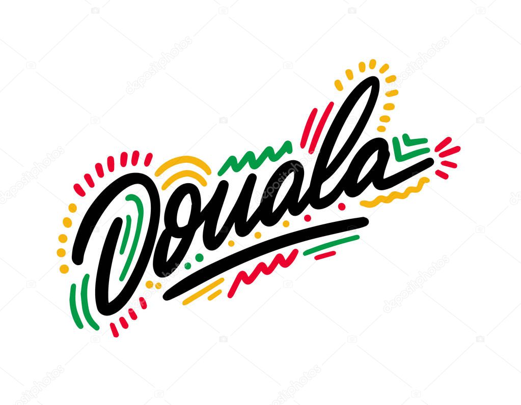 Douala city text design on background for typographic logo icon design