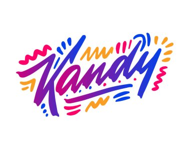Kandy mi? Tipografi harf dizaynı. El çizimi el yazısı posteri. Vektör illüstrasyonu.