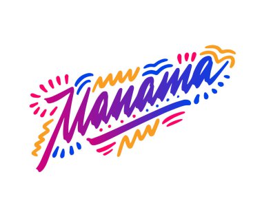 Manama el yazısıyla yazılmış şehir ismi. Modern Kaligrafi El Yazısı Yazı, arka plan, logo, posterler, davetiyeler, kartlar vb. Tipografi vektörü.