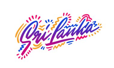 Sri Lanka el yazısıyla yazılmış şehir ismi. Yazdırma, arka plan, logo, posterler, davetiyeler, kartlar için modern el yazısı harfleri. Tipografi vektörü.