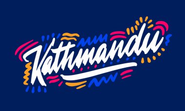 Katmandu el yazısıyla yazılmış şehir ismi. Modern Kaligrafi El Yazısı Yazı, arka plan, logo, posterler, davetiyeler, kartlar vs. Tipografi vektörü.