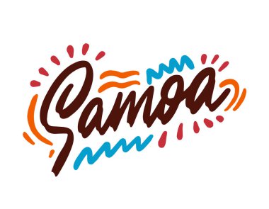 Samoa el yazısıyla yazılmış Cumhuriyet adı. Modern Kaligrafi El Yazısı Yazı, arka plan, logo, posterler, davetiyeler, kartlar vs. Tipografi vektörü.