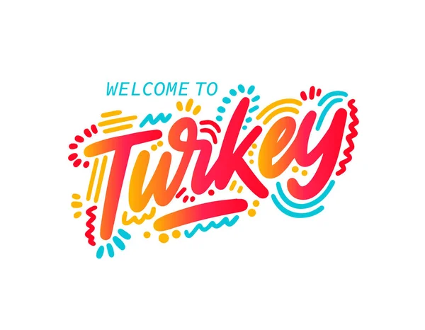 Turquie Lettrage Manuscrit Eléments Design Dessinés Main Pour Carte Vœux — Image vectorielle