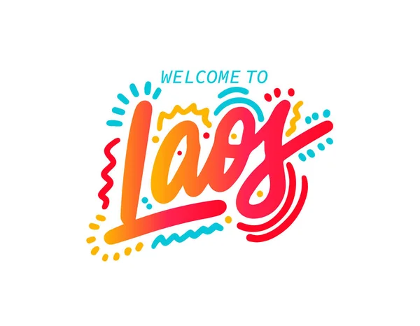 Laos Word Text Mit Kreativen Handgeschriebenen Font Design Vektor Illustration — Stockvektor