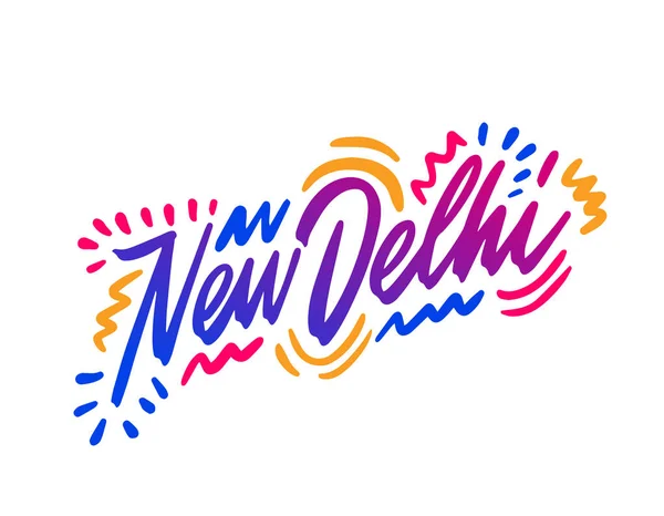 New Delhi Ručně Psané Město Jméno Moderní Kaligrafie Ruční Písmo — Stockový vektor