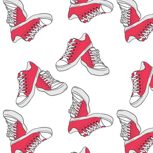 Χωρίς ραφή πρότυπο με κόκκινα αθλητικά παπούτσια Royalty Free Εικονογραφήσεις Αρχείου