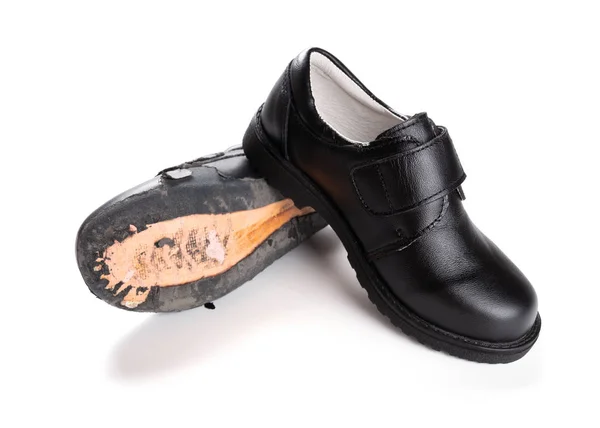 New Leather Shoe Damaged Old One White — Stock Photo, Image
