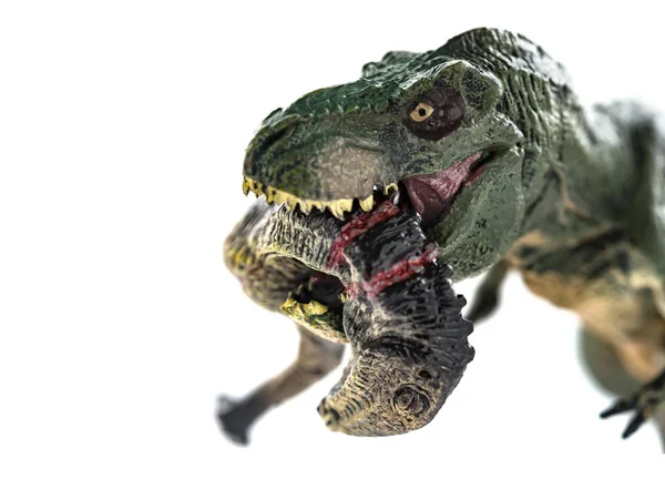 Bir Dinozor Vücut Kan Beyaz Arka Plan Üzerinde Isırma Tyrannosaurus — Stok fotoğraf