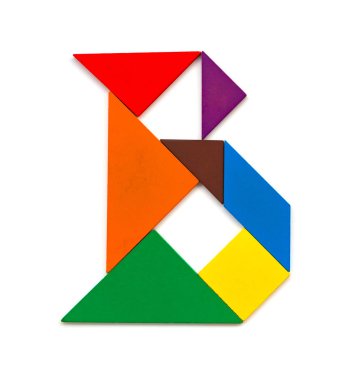 beyaz zemin üzerinde bir mektup B şeklinde tangram