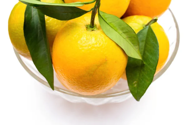 Свежие Апельсины Стеклянном Луке Белом Фоне — стоковое фото