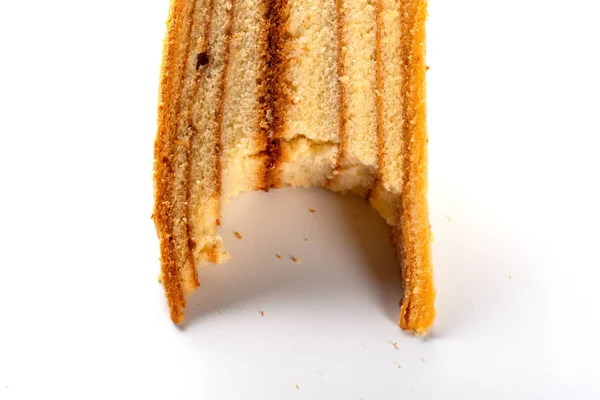 Zelfgemaakte Sandwich Vorm Spons Kooi Met Een Hapje Aan Onderkant — Stockfoto