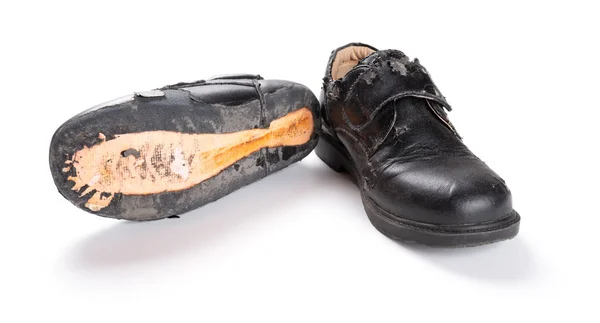 New Leather Shoe Damaged Old One White — Stock Photo, Image