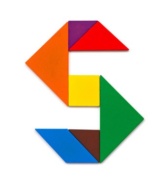 Beyaz arka plan üzerinde S harfi şeklinde tangram
