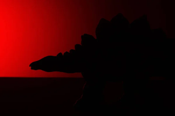 Тень Стегозавра Красным Светом Темноте — стоковое фото